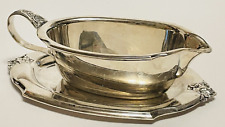 Vintage WILCOX International Silver Co. Plate Gravy Boat #7113B & Tray #7113/P picture
