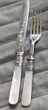VTG EPNS A1 Sheffield Pearl- Set of 13 Fish Forks & 12 Knives Silver Plate VGC picture