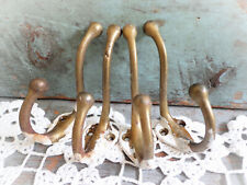 antique brass coat wall hooks large double Victorian set of 4 picture