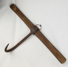 Antique Hand Forged Iron Hay Baler Ice Meat Hook Farm Barn Tool Primitive Rustic picture
