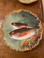 Antique  10.5” Hand Painted Signed Fish Plaque picture