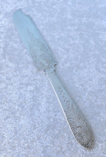 Antique Wm Wilson large sterling silver fish knife serving brightcut floral 11