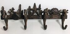 Cast Iron NAUTICAL Towel Hat Key Rack SEAHORSE STARFISH FISH Beach House Cottage picture