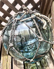 Vintage Japanese Fishing Glass Float, Teal , Sky Blue, Large 14.4