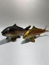 Twin Carp Koi Fish Metal Statue Couple Figurine Craft Japan Vintage Art Signed picture