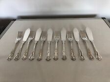 SET OF 6 SILVER PLATED DOUBLE STRUCK FISH KNIVES & 6 MATCHING FORKS (FK&F-14EE) picture