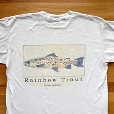 Vintage 90s Single Stitch Trout Fish Graphic Nature Art T-Shirt Sz XL White picture
