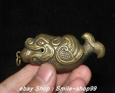 6CM China Bronze Carving Fengshui Animal Arowana Fish Amulet Pendant picture
