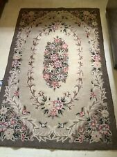 Antique Rectangle Wool Hook Rug 43”x69”muted Brown/beige/cream picture
