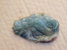 Vintage Chinese Hand Carved Fish Light Green Jade Pendant 3