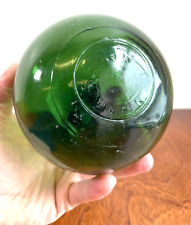 Vintage Green Blown Glass Fishing Float Ball Buoy 4 1/2 