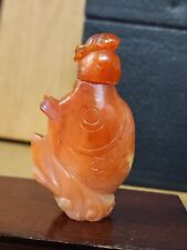 antique chinese Stone snuff bottle fish form picture