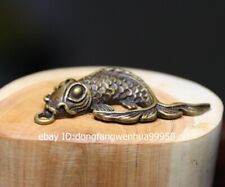 China Bronze Copper Lucky Fish Carp Auspicious Wealth Amulet Pendant D262 picture