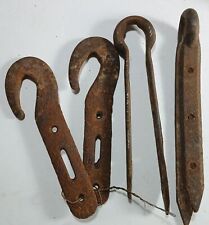 Antique Country Farm Large Iron Hook & Eye, Rusty Iron, Harness Metal? picture
