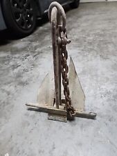 Vintage 6.2 lbs Iron Boat Anchor Plus 2 lbs Chain. No Name on it. picture