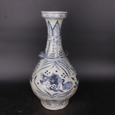 Old Chinese Yuan Dynasty Blue & White porcelain Painted fish algae Vase 8428 picture