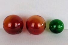 Vintage Glass Fishing Float Ball Lot Red & Green Handblown picture
