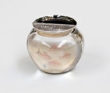 Victorian 1890 Solid Silver-Mounted Glass Gold Fish Bowl Match-Striker & Vesta picture