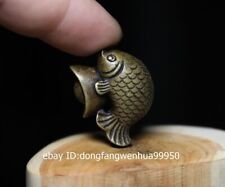 China Copper Bronze Auspicious Fish Carp Carp Yuanbao Lucky Amulet Pendant  D074 picture