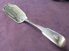 Antique Silverplate Pierced Fish Slice Engraved Lion w/ Wreath on Handle  picture