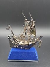 Solid Silver Sailng Boat On A Stand - Hallmarked 925 picture