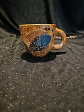 Unique Brown Ceramic Coffee Cup With Fish Design on Both Sides/Beautiful picture
