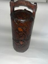Cylinder  Antique Chinese Bamboo Carved Frogs Fish Florals High End what is it picture