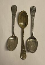 3 Antique 1893 World's Fair Standard Demitasse Spoons- Art, Fish, Transport Bldg picture