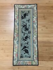 Vtg Antique Chinese Silk Embroidered Textile 4 Black Koi / Gold Fish Decoration picture