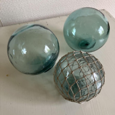 【Excellent+++++】 Japanese fishing glass floats 3.9in × 2 &3.1 in ×1　set of 3 picture