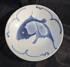 Chinese Vintage Blue and White Porcelain Fish Plate 9