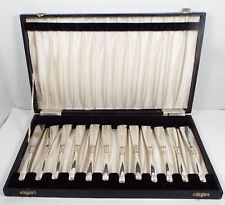 Rare 1800’s (12) Fish Knife Set w Original Case - “SIKANDARS” Mark - Monogrammed picture