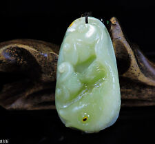 100% Natural Hand-carved Jade Pendant Jadeite Necklace fish&Ruyi 833i picture