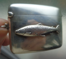 Rare Stg. Silver  Fish Vesta Match Safe SALMON or TROUT  h/m 1928 Birmingham picture