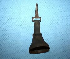 Old Antique Farm Cow Neck Collar Bell w/Leather Strap and Metal Strap Hook picture
