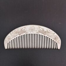 China Exquisite Tibet Silver carving double fish Fu word comb picture
