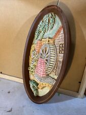 Vintage MCM Water Wheel Mill Wall Plaque / Hanger 1965 Burwood Products #4332 picture