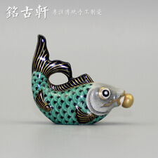 China Jingdezhen Hand Drawing Pastel Fish Painted Gold Ceramic Snuff Bottle picture