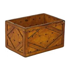 Antique Primitive Intricate Bait or Sewing Small Treen Maple Wood Box picture