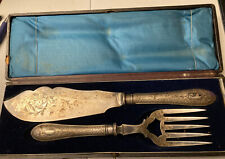 ANTIQUE VICTORIAN SILVER PLATED FISH CUTLERY SET 1800's WILLIAM HUTTON & SONS picture