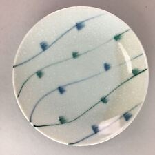 Japanese Porcelain Round Plate Vtg Blue Green Water Stream Plants PT679 picture
