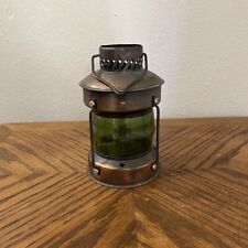 VINTAGE SHIP LIGHT STARBOARD COPPER BOAT LANTERN NAUTICAL Green Glass Oil Lamp picture