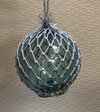 Antique Japanese Glass Balls Fishing Float Buoy Ball Roped Net  Diameter 3.1inch picture