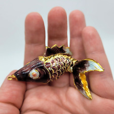 Articulated Fish Pendant plum Enamel Cloisonne 3 inch realistic marine Fishing picture