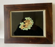 Framed Bejewelled Jade Gold Oriental Chinese Koi Fish Hongshan Shadow box picture