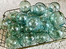Vintage Japanese Fishing Glass Floats, Set of 12, Green & Blue - Marked picture