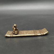 Collect Solid Brass Jiang Taigong Fishing Copper Cast Incense Insert Ornament picture