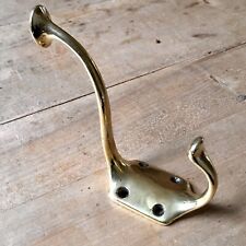 Antique Brass Coat Hook Victorian Vintage Reclaimed Old - With Brass Screws picture