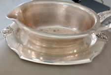 Vintage Holmes and Edwards silver plate gravy boat and tray Spring Garden picture