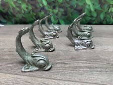 Vintage (7) Koi Fish Towel, Coat Holder. Cast Iron Solid Silver Tone picture